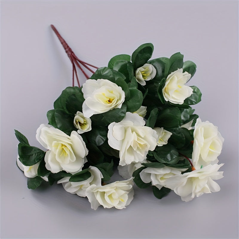 Artificial azalea swags with 21-bloom plastic stems for outdoor decor.