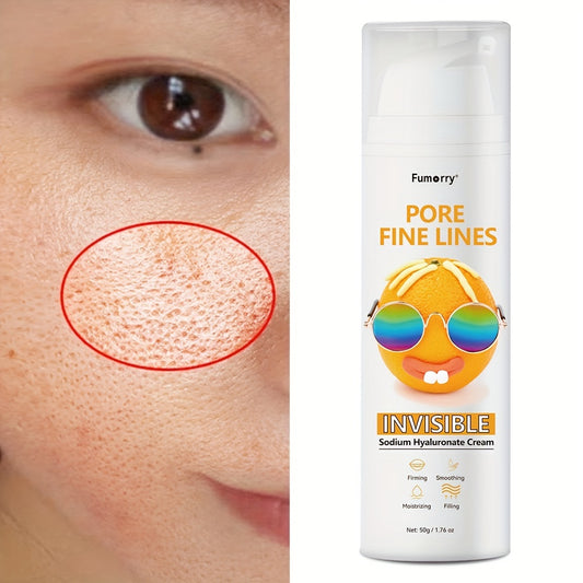 Fumorry Invisible Pore & Fine Line Cream, 1.76oz - Unisex hypoallergenic moisturizer with sodium hyaluronate and glycerin for all skin types, minimizes pores and smooths skin texture.