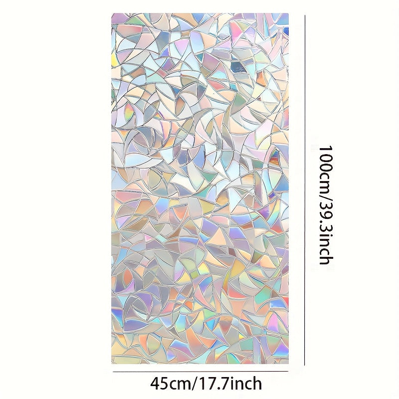 Window Film Privacy Protection Cling Sticker for Glass Windows - 3D Decorative Vinyl with Rainbow Design - Removable Non-Adhesive UV Blocking Window Decals for Home Decor in Door, Kitchen, and Bathroom