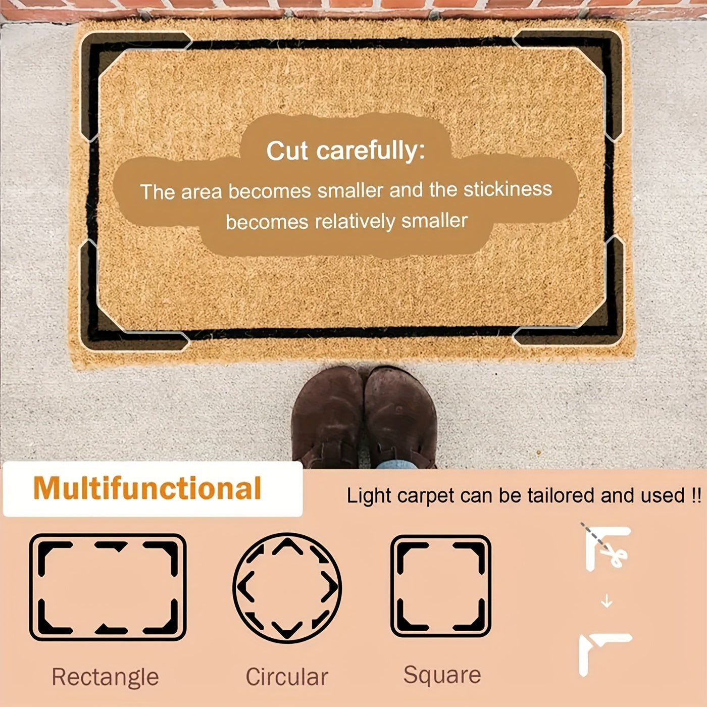 Top-notch non-slip carpet stickers with anti-drill technology, specifically designed for use in living rooms, dining rooms, and bathrooms. Keep your rugs in place and prevent them from moving or rolling up at the edges.