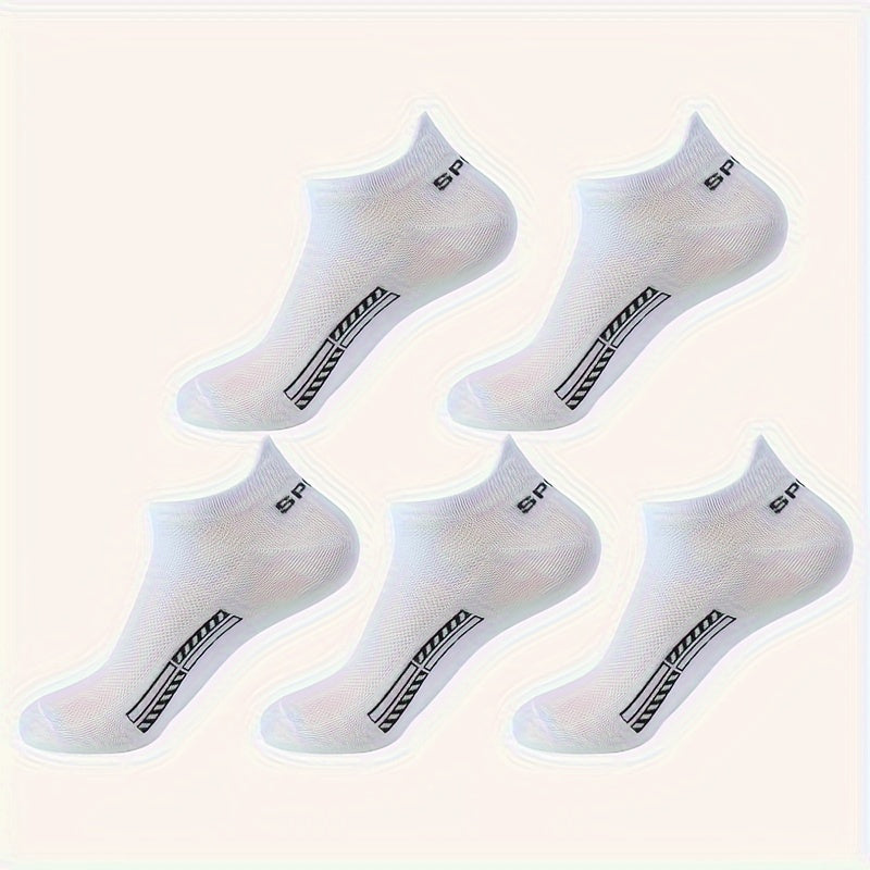 5 pairs of men's solid liner anklet socks for outdoor wear, comfortable and breathable