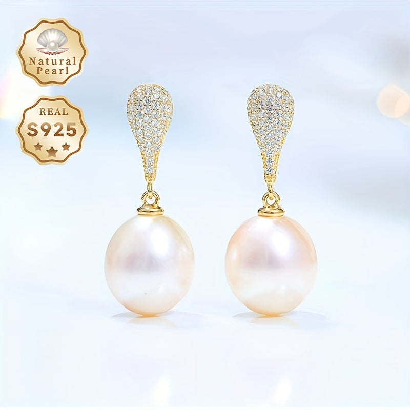 Elevate your style with the MUFAN Elegant Freshwater Pearl Drop Earrings. These stunning earrings feature 11-12mm lustrous teardrop-shaped pearls, set on S925 sterling silver hooks for a touch of vintage charm. The June birthstone makes them a perfect