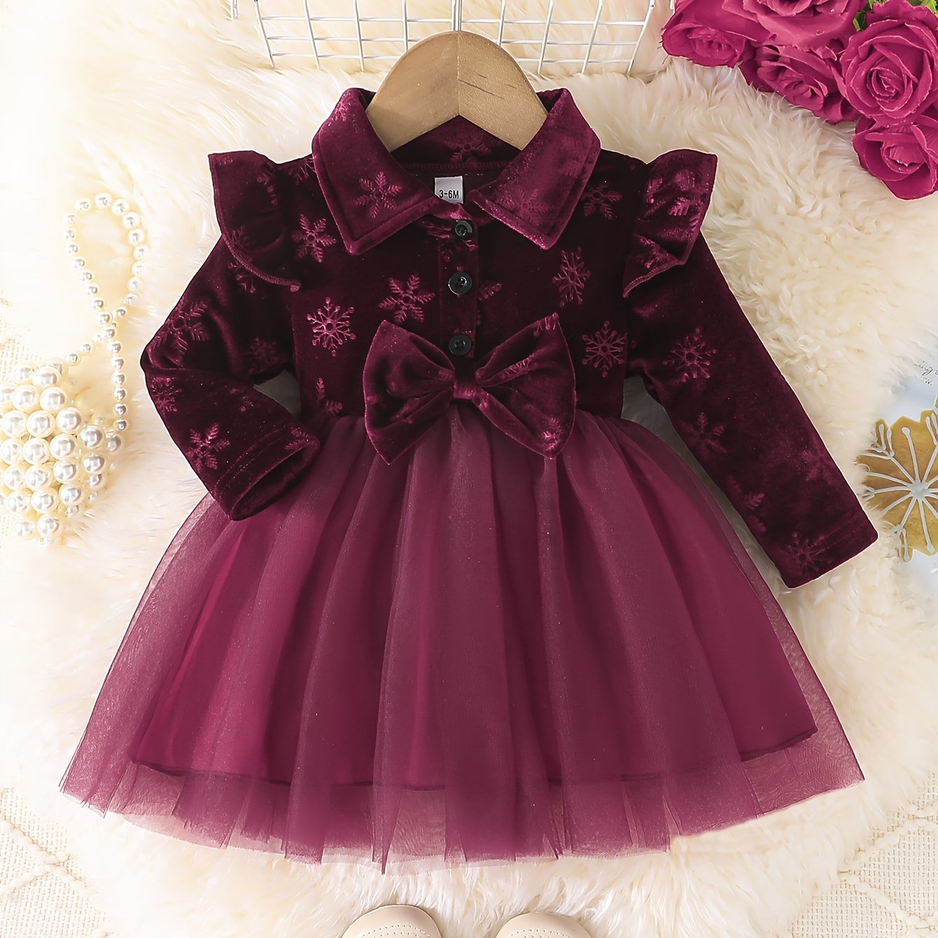 Floral print tutu dress for toddler girls, ideal for spring & fall, machine washable