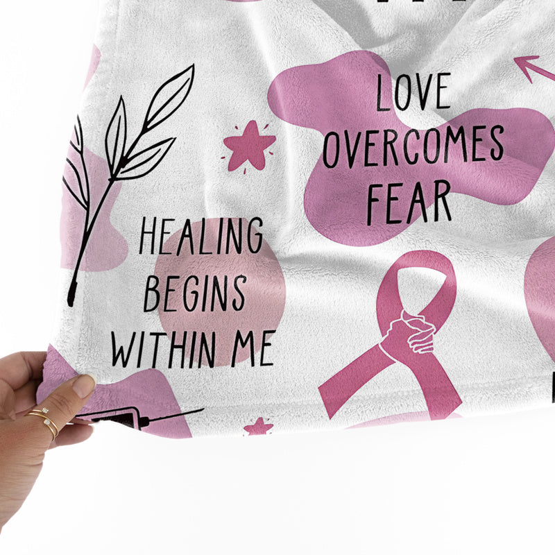 Pink Breast Cancer Awareness Throw Blanket - A Comforting and Thoughtful Gift for Survivors, a Supportive Women's Cancer Care Accessory, Versatile All-Season Flannel Bedding.