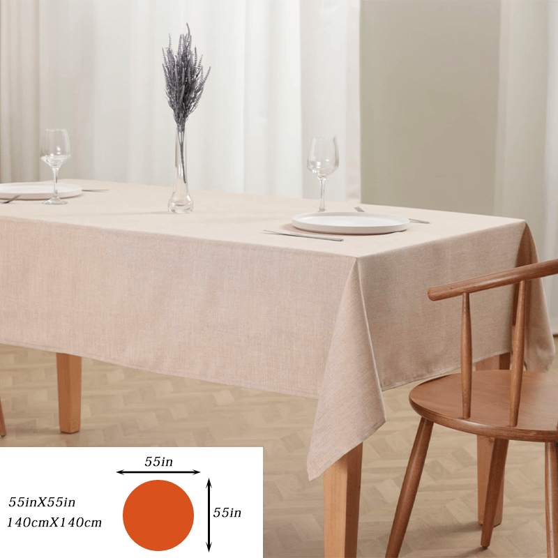 Thick rectangular polyester tablecloth in a modern solid color.