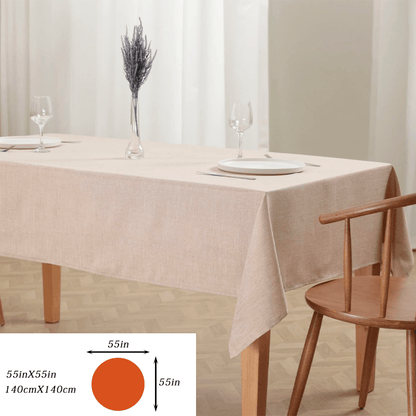 Thick rectangular polyester tablecloth in a modern solid color.