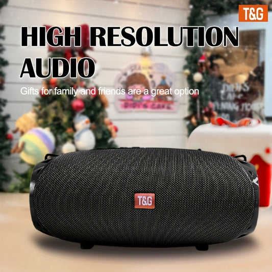 T&G Portable Wireless Speaker with 5.1 Surround Sound, Dual Speakers, Hi-Res Audio, TWS, USB Charging, 1200mAh Rechargeable Battery, FM Radio, TF Card/USB Support for Wireless Audio.