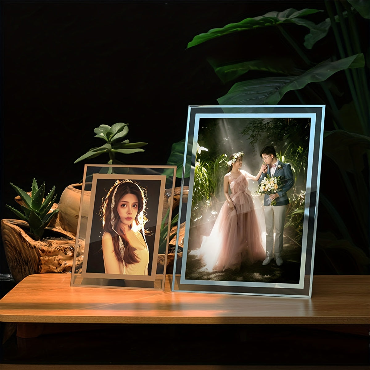 Qicai Xiaolu DIY Clear Tempered Glass Photo Frame in 15.24cm/17.78cm sizes - Enjoy Free Printing, Ideal for Home Decor, Wedding Memories, and Birthday Presents