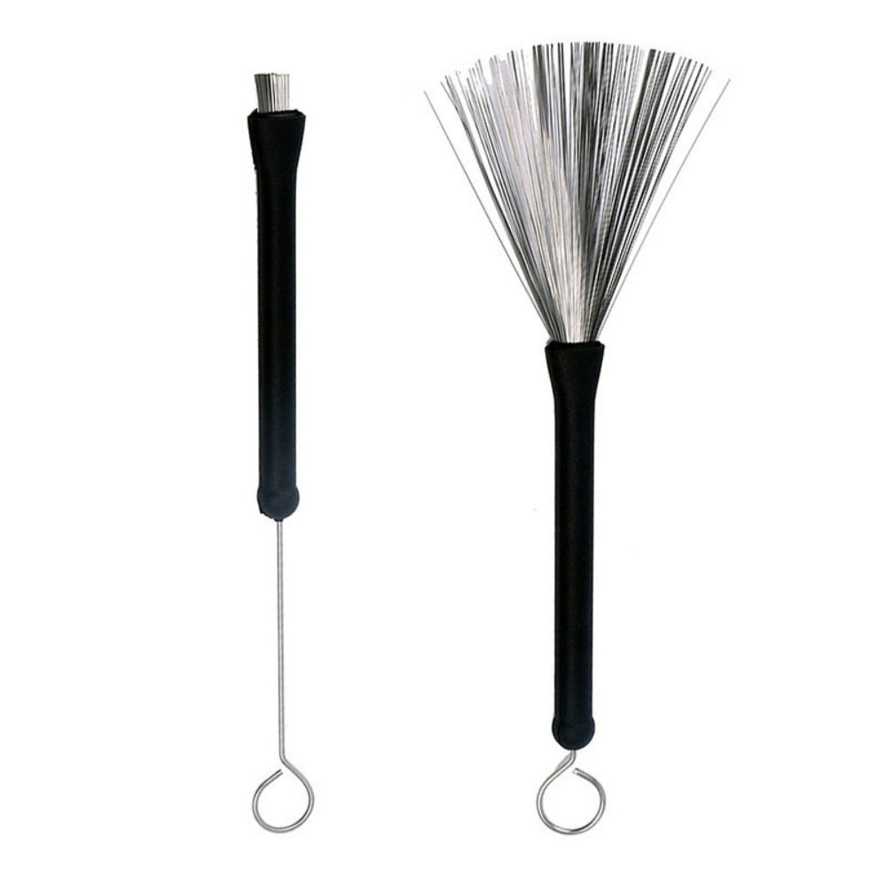 ProDrum Retractable Drum Brush Set in Black, ideal for Jazz drumming, includes durable percussion accessories for drummers.