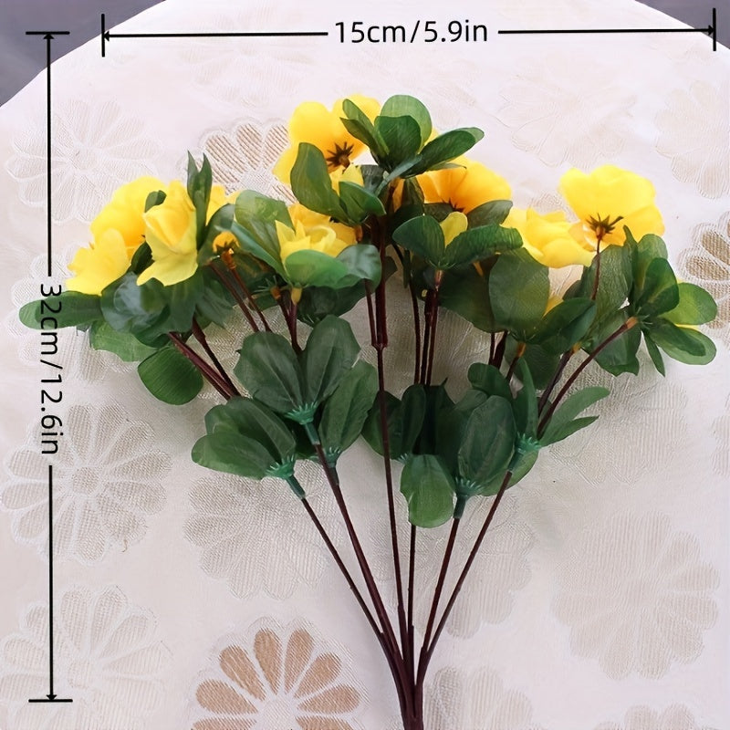 Artificial azalea swags with 21-bloom plastic stems for outdoor decor.