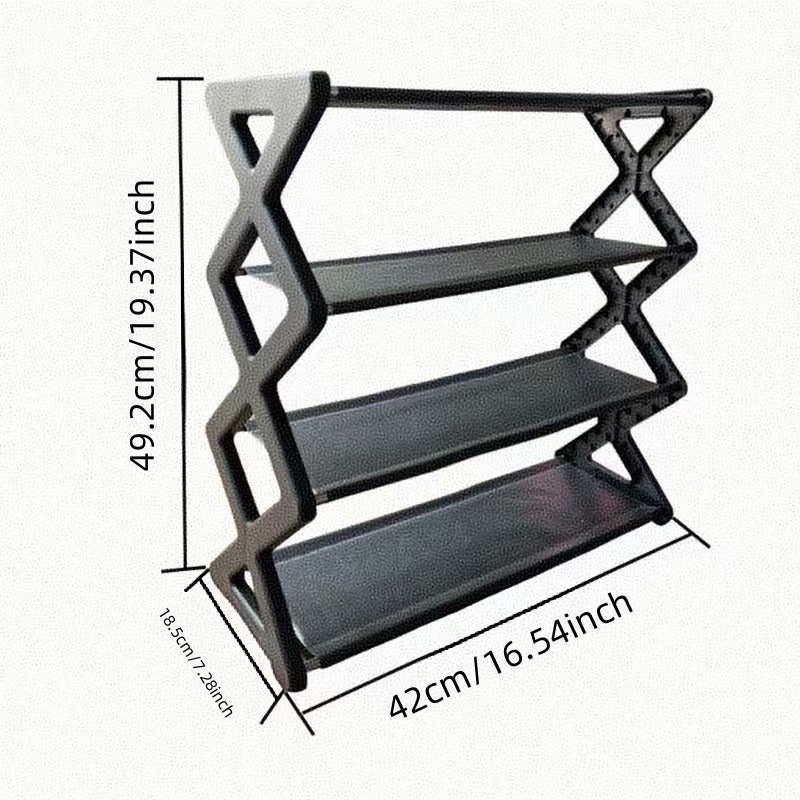 Selected ★ Single Unit of a Simple and Durable Four-Tier Shoe Rack, a Cloth-Covered Shoe Storage Cabinet that Keeps Dust Away, Made for Easy Home Setup, Fits Up to Twelve Pairs of Shoes, Strong and Stackable, Perfect for Entryways, Closets, or Workshops.