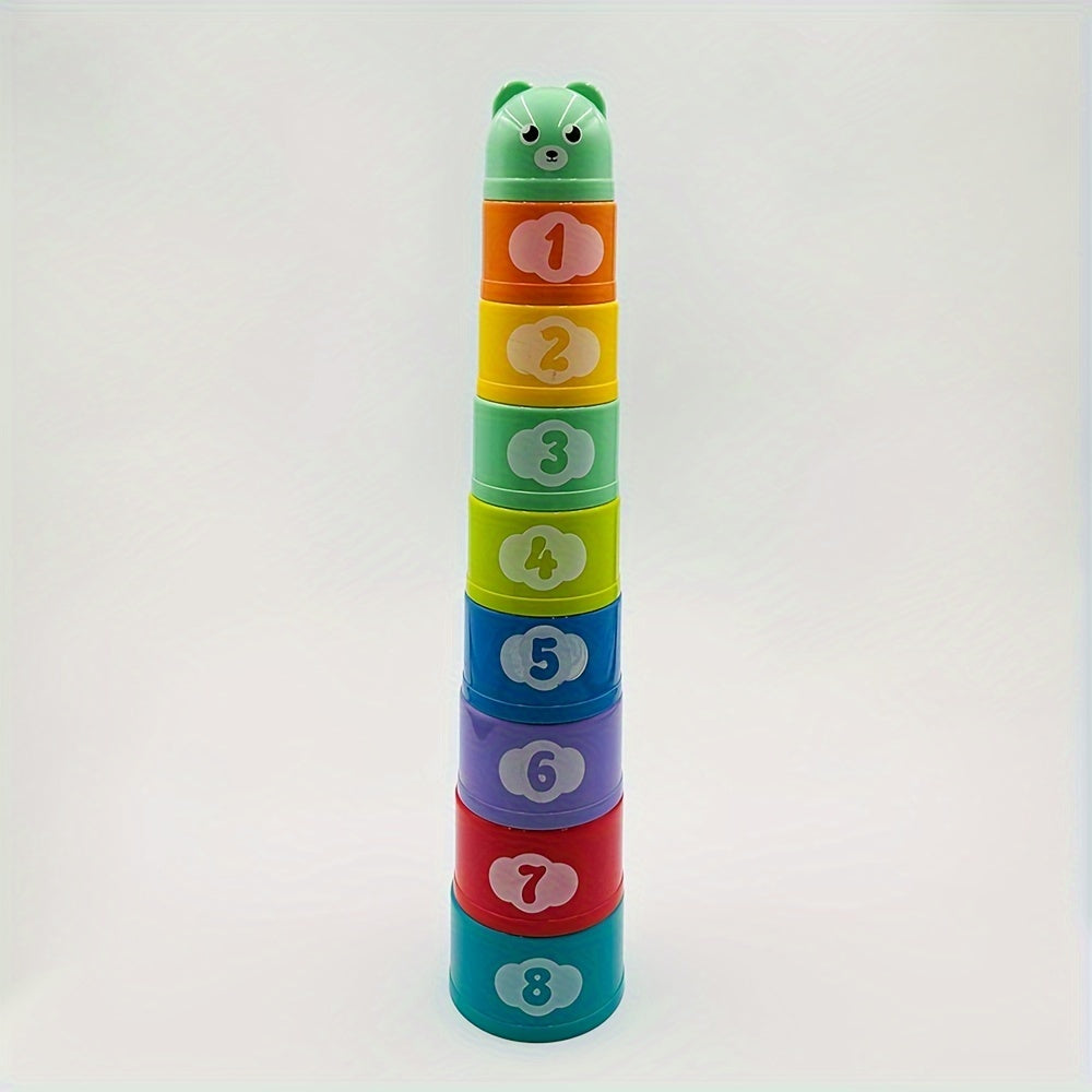 Children's stacking cups in random colors, rainbow tower toys, ring stacking cups for kids, perfect for beach play, festivals, and birthdays.