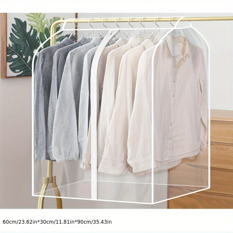 Durable Clear Hanging Garment Cover - Reusable PVC Clothes Protector Bag, Waterproof Wardrobe Dust Cover with Undercounter Mounting for Bedroom Storage, Stain Resistant and Washable Design