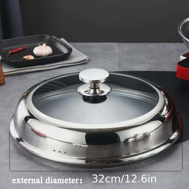 Stainless Steel Handle Frying Pan/Stew Pot/Steamer Lid for Home Kitchen Use with High-View Glass Lid and Thickened Tempered Glass