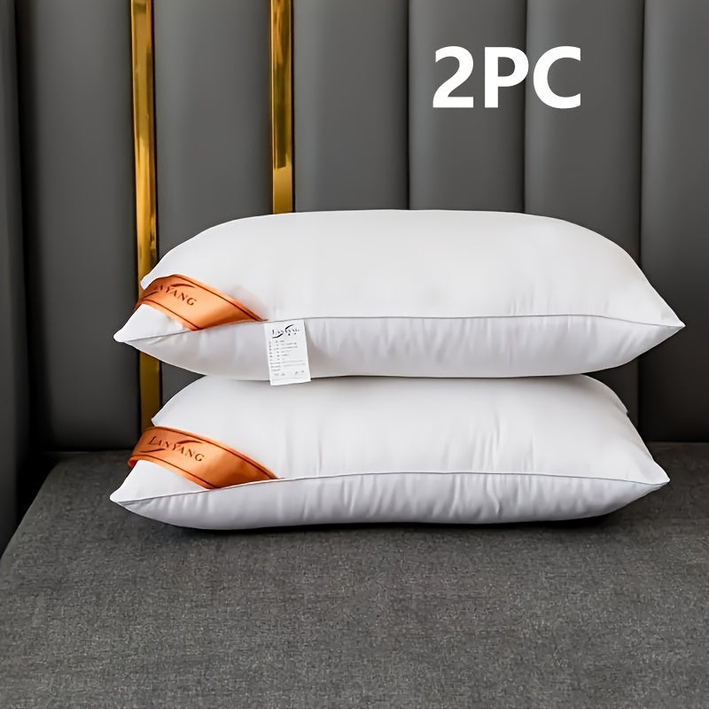 Luxurious High Pillow Combination Pack: Two White Rebound High Pillows for a Soft and Comfortable Sleep Experience. Perfect for Bedroom or 5-Star Hotel Home Use. Ideal for Single Adults.