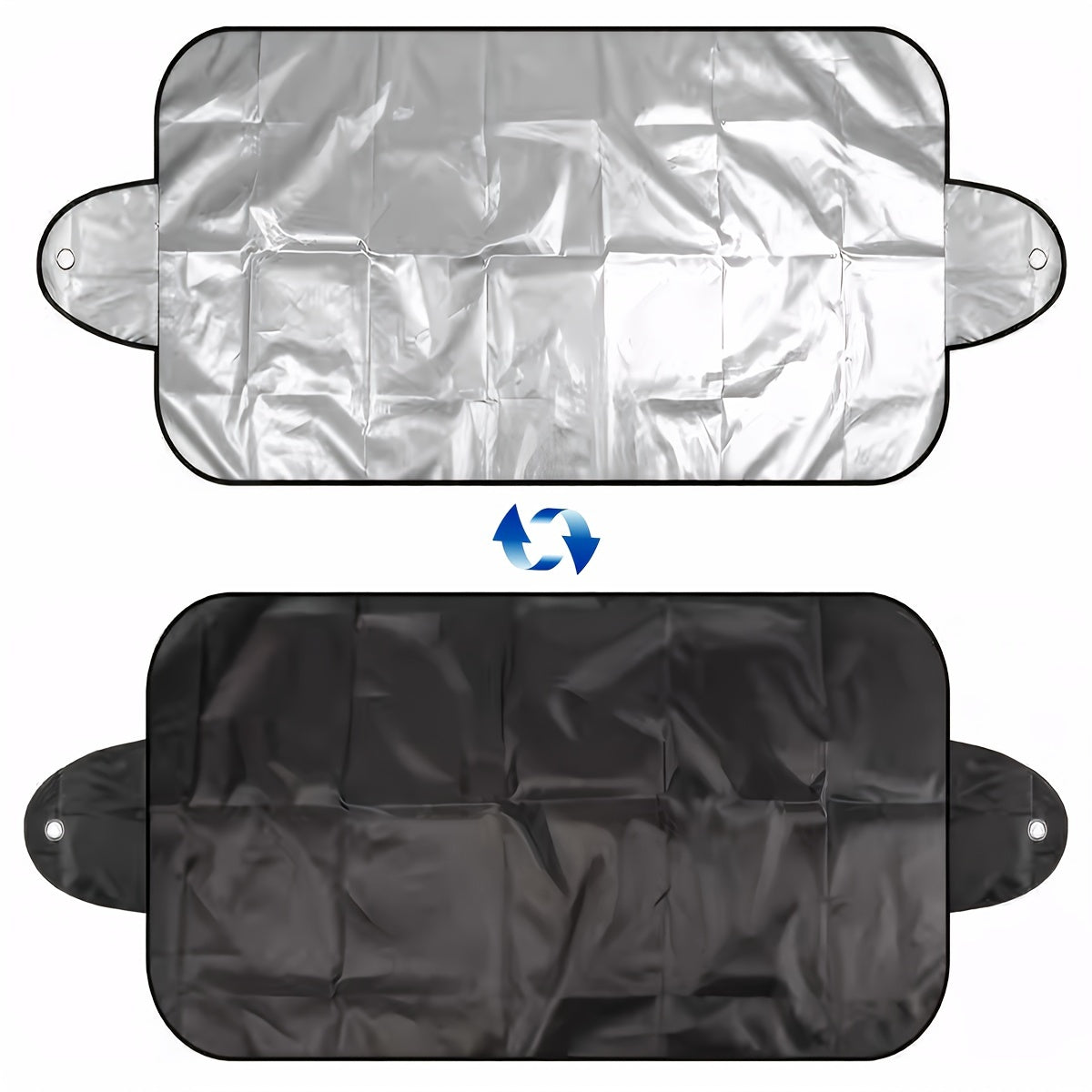 Sun visor and snow cover for car windshield, providing protection from sun, UV rays, and snow.