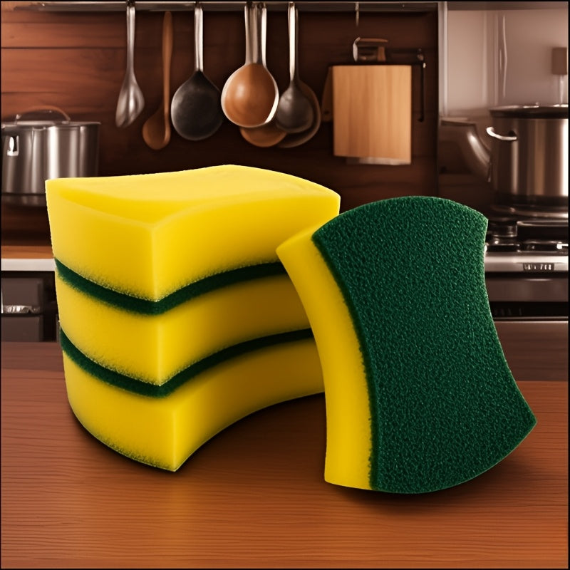 Polyurethane dual-sided dishwashing sponges in a 10, 12 or 24 pack. These strong decontamination cleaning wipes are perfect for use in the kitchen, outdoor spaces, patio, and on furniture. Available in a vibrant yellow-green color.