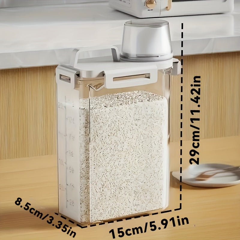 Insect-Proof and Airtight Food Storage Container - Leak-Proof, Portable Square Tank for Rice, Grains, Nuts & Flour | Must-Have Kitchen Organizer