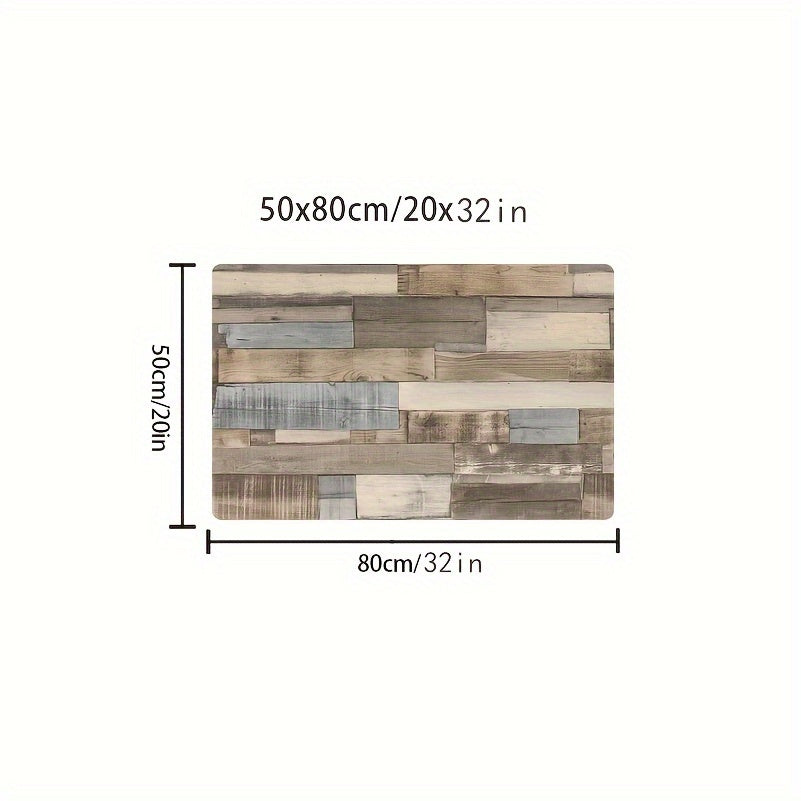 Противоскользящий кухонный коврик в ретро-стиле с древесным рисунком, впитывает воду, снижает усталость и предотвращает пятна. Идеально подходит для различных внутренних помещений.