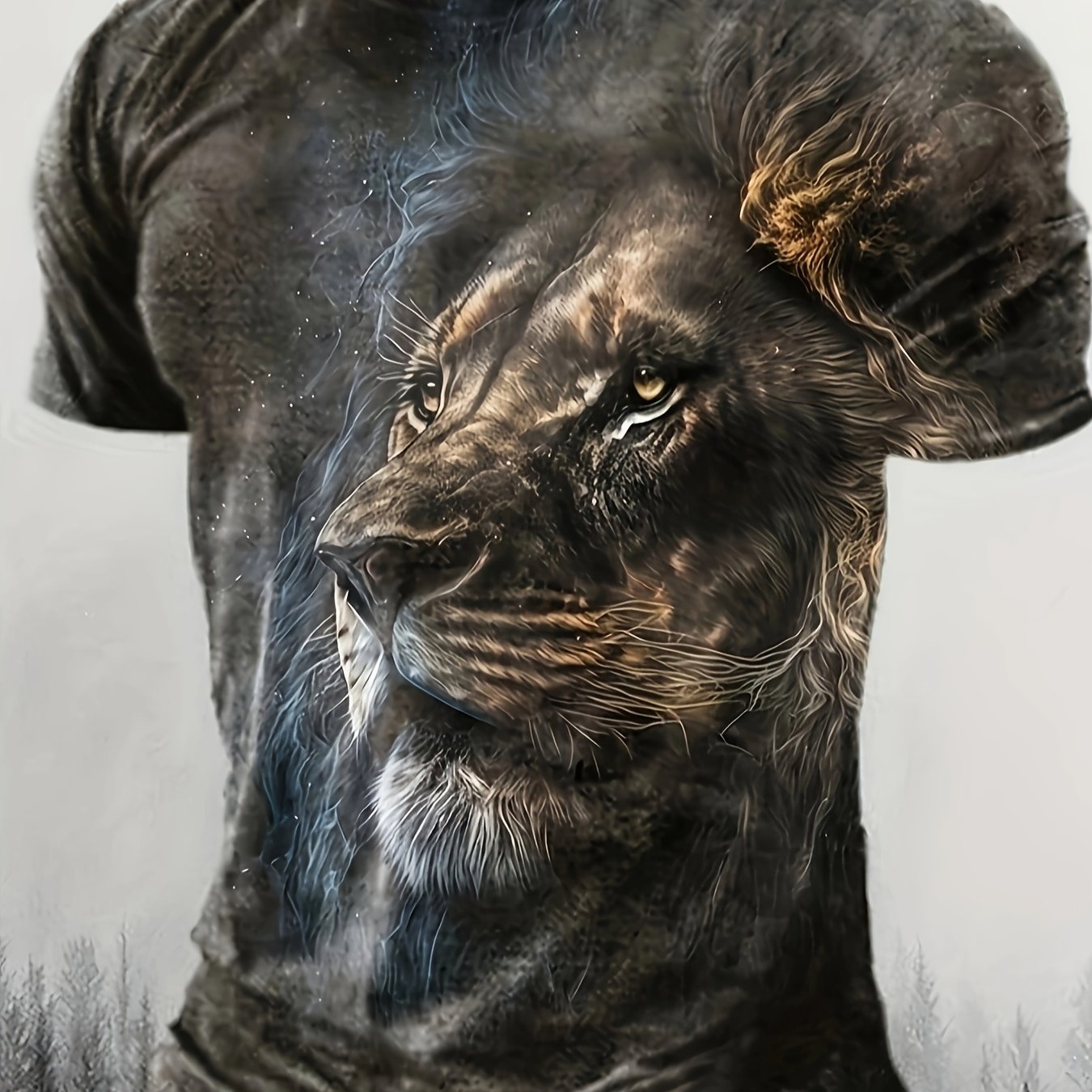 3D Lion Print Plus Size T-shirt for Men, Casual Summer Tops for Daily Life and Outdoor Sports