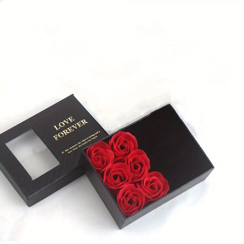 Valentine's Day gift box includes 12 items such as soap flowers, lipstick gift box, necklace jewelry box, and party favors.