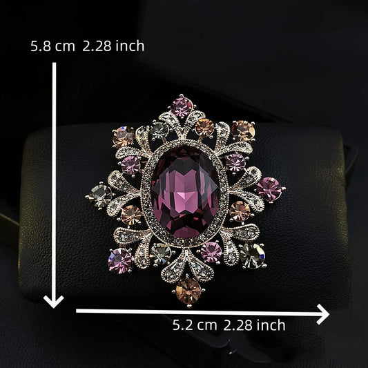 Vintage elegant women's daily wear imitation crystal flower pin brooch - a fashion statement for the stylish lady at banquets and parties. A stunning addition to any coat or outfit, this jewelry accessory exudes class and sophistication.