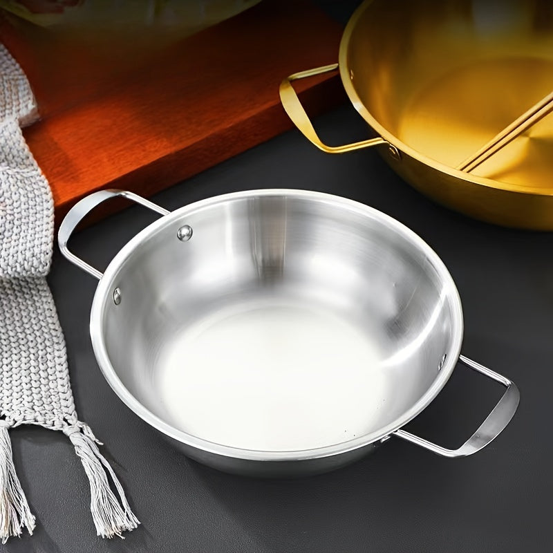 Multipurpose Stainless Steel Pan with Handle - Safe for Food, Perfect for Korean Noodles & Soups, Must-Have Kitchen Utensil