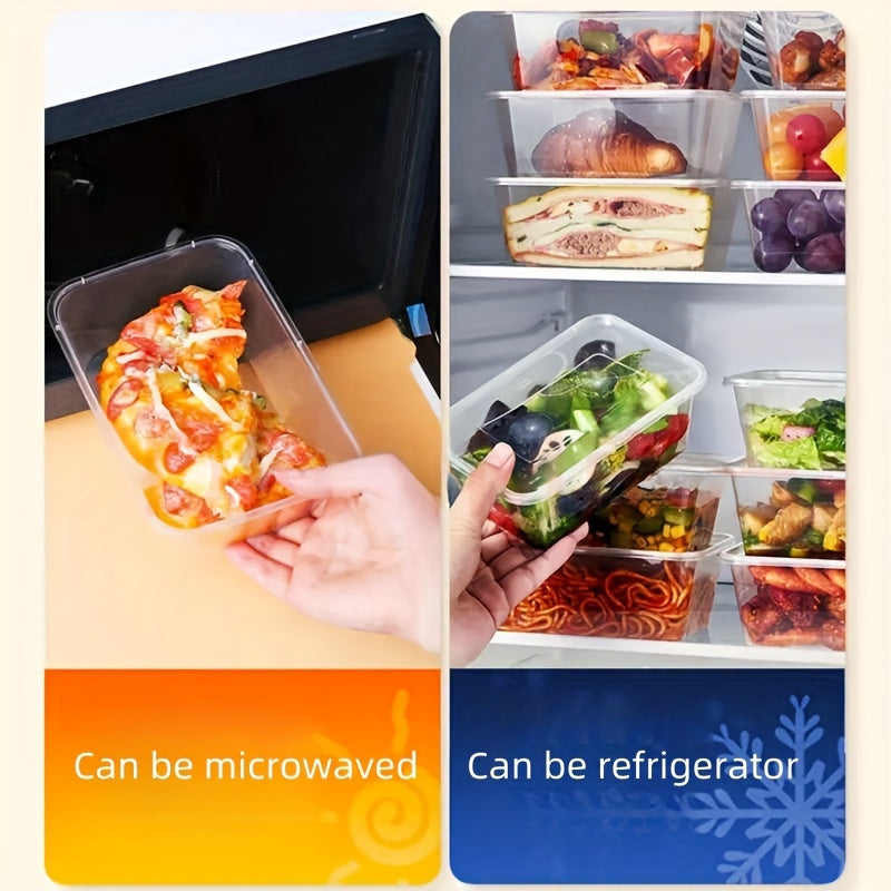 Polypropylene (PP) Disposable Takeaway Boxes with Lids, Square Leak-proof Containers, Clip-on Closure - Available in 18, 35, or 51 piece sets. Microwave & Refrigerator Safe, Perfect for Deli, Pasta, Desserts, Pastries, Fruit Salad. Ideal for Restaurant &