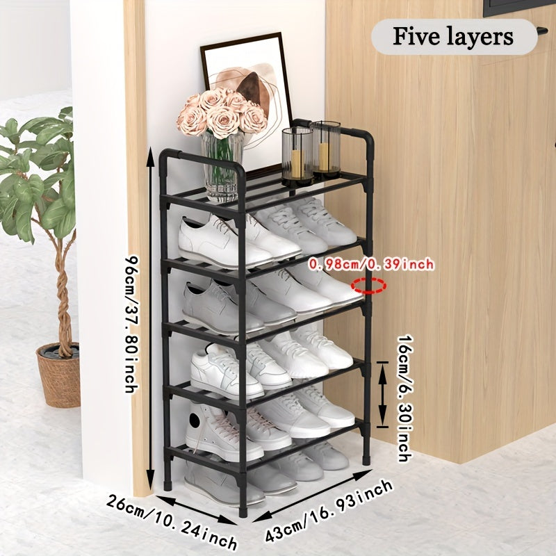 Easy to install and space-saving shoe rack with multiple layers – ideal for storing shoes and boots in entryways, living rooms, and bedrooms. The metal storage design offers a large capacity for organizing your footwear.