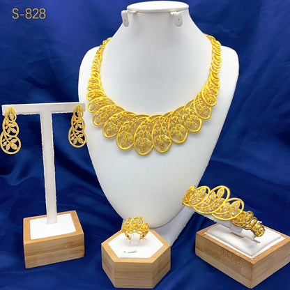 Zinc Alloy Jewelry Set inspired by Arabian and Urban Fashion - Includes Necklace, Bracelet, Earrings, and Ring; Features Crystal Embellished Droplet Design perfect for Bridal, Party, Engagement, Wedding occasions; Ideal Valentine's Day Gift for all