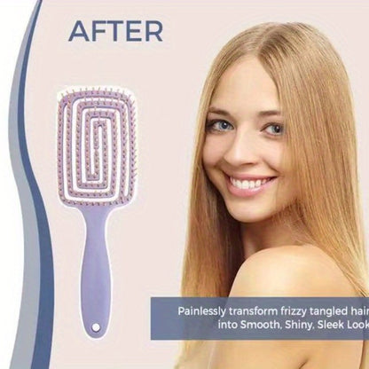 1pc Wide Vent Wet & Dry Detangler Hair Brush with Flexible Bristles and Scalp Massage