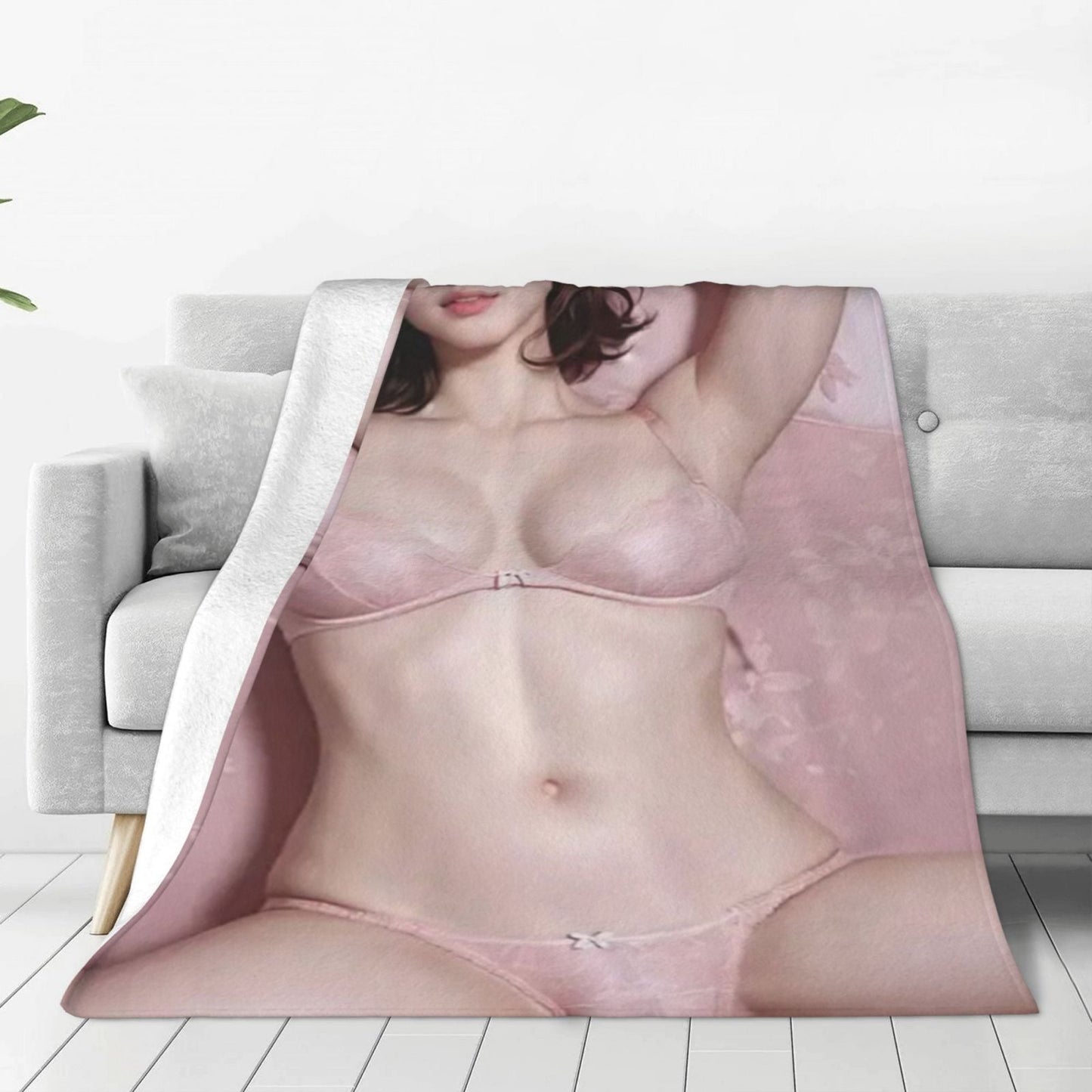 Flannel Fleece Blanket with Contemporary Sexy Girl Print - Cozy Nap Throw for Sofa, Office, Bed, Camping, or Travel - Versatile All-Season Gift Blanket - Digital Print, Knitted Design, Soft and Warm, 250-300gsm Polyester