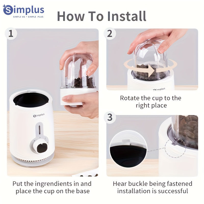 Simplus 3-in-1 Electric Blender with high power (380W), 3 stainless steel blades, 3 cups (300ml, 500ml, 1250ml), ABS material, European plug, for kitchen use, no batteries needed.