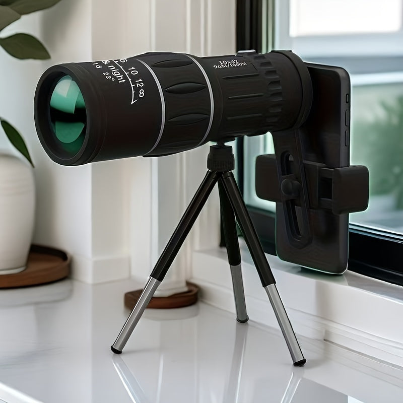 Portable monocular telescope with 10X magnification and 42mm objective lens - great for travel & camping, perfect gift for family and friends.