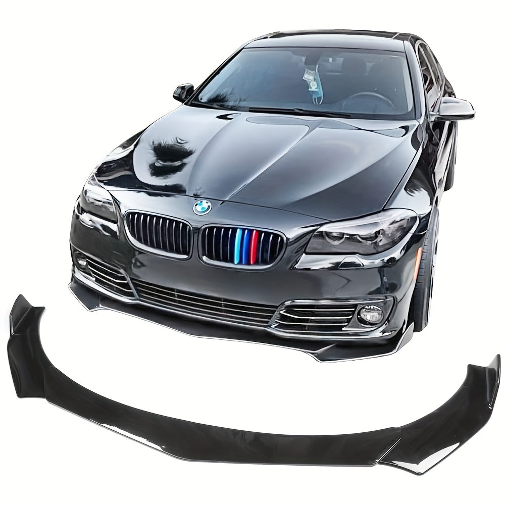 5 Glossy Black Polished PP Front Bumper Lip Splitter Spoiler Body Protection Kit, Universal Fit for Most Vehicles