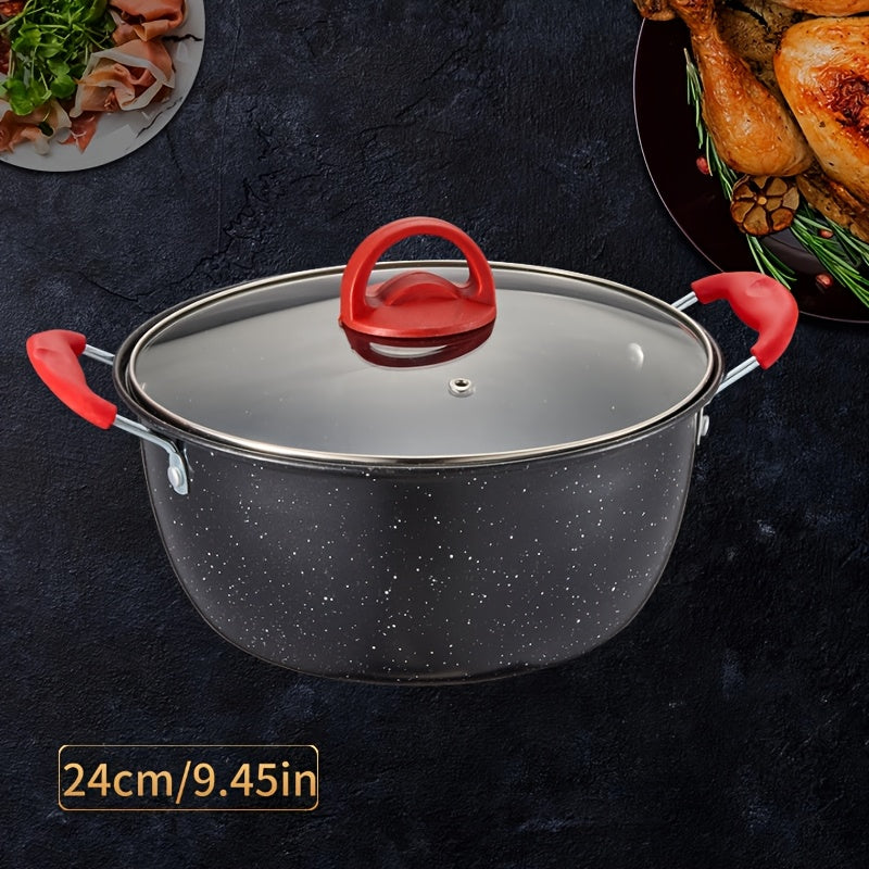 Durable 2-Piece Cast Iron Cookware Set with Glass Lids - Resistant to Rust and Scratches, Ideal for Outdoor Cooking and Entertaining During the Holidays.