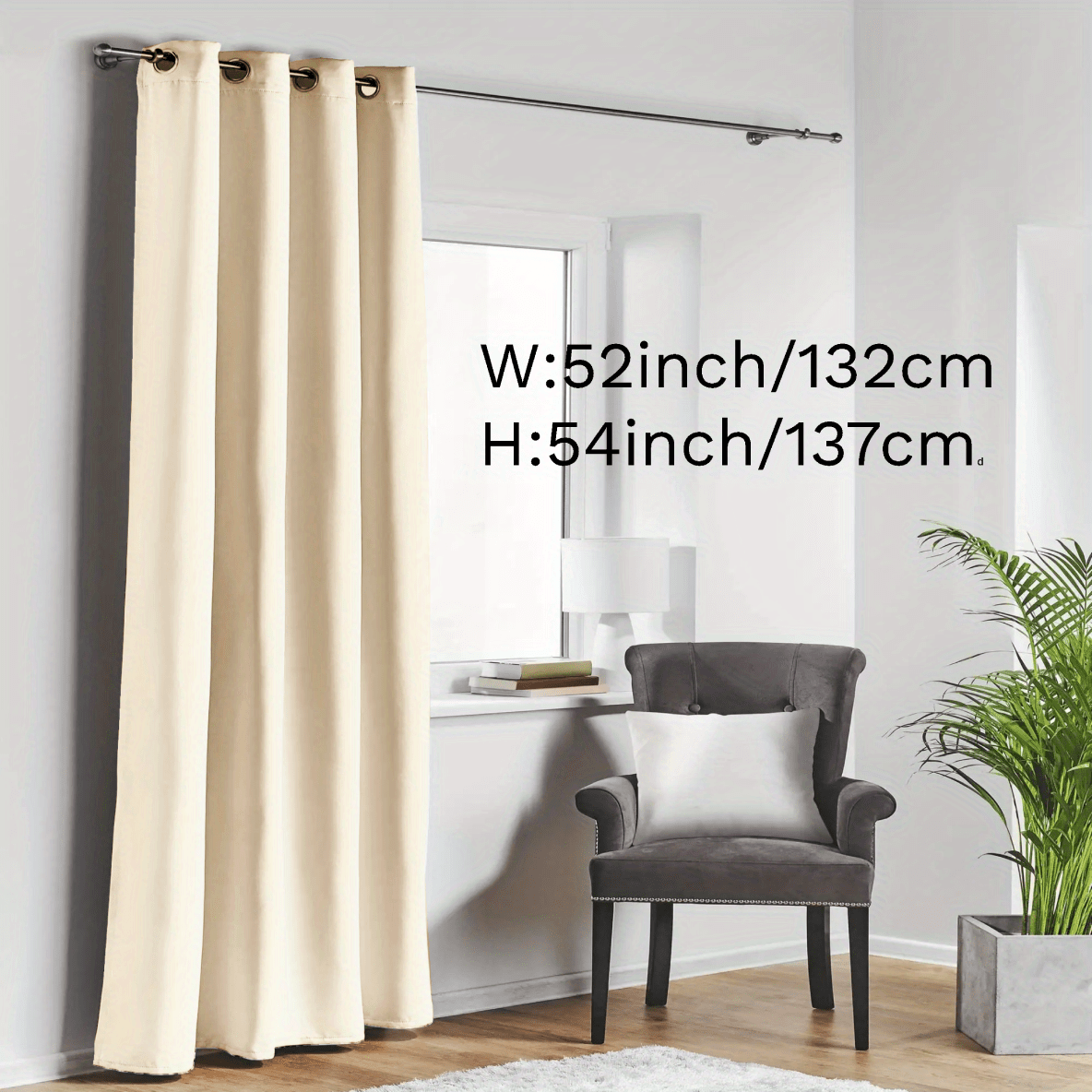 Blackout Curtain with Loop for Bedroom - Provides Heat Insulation, Energy Savings, Noise Reduction, and Shading - Also Suitable for Living Room - 180g Weight