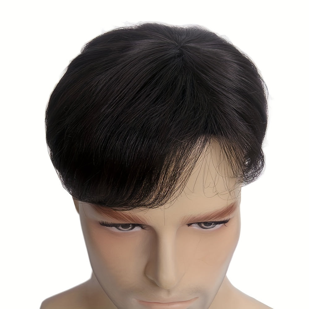 Stylish Short Fluffy Wig with Side Part and Bangs, Natural and Comfortable Hairpiece in 3 Colors for Men's Casual Wear, School Events, Parties, Cosplay, and Photos.