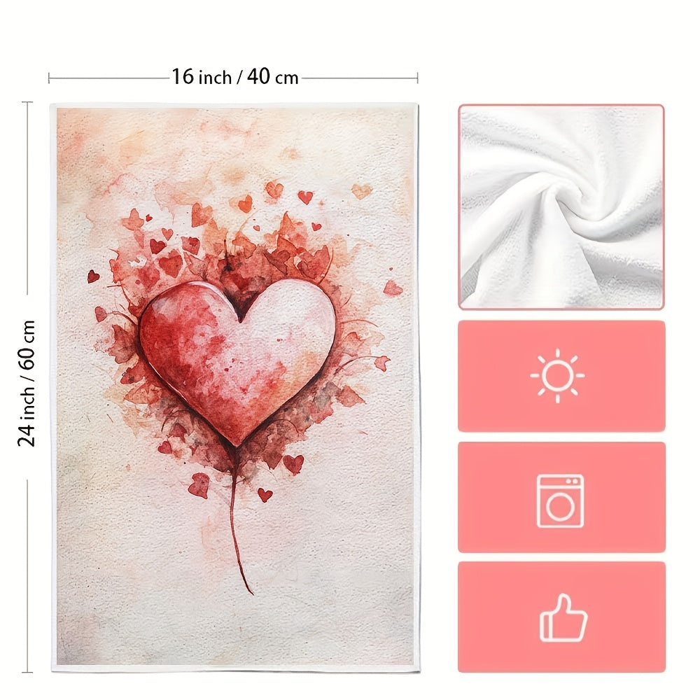 2 pieces of Valentine's Day reminder kitchen towels, made of ultra soft and highly absorbent material. Perfect for holiday decor, these dish hand towels are machine washable and measure 16x24 inches. Product code: 2KYSYS1217612.