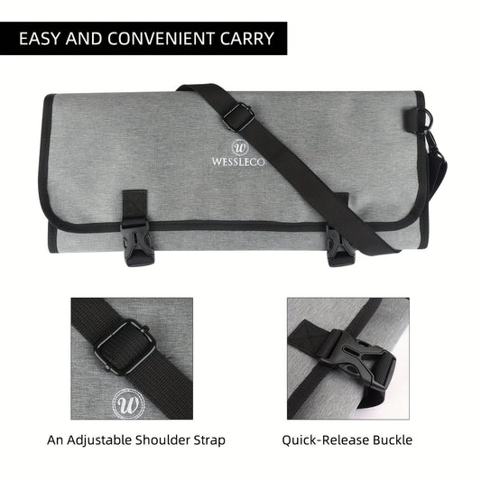 Waterproof chef knife bag with a durable roll carry case for convenient kitchen cooking, portable travel storage, and organization.