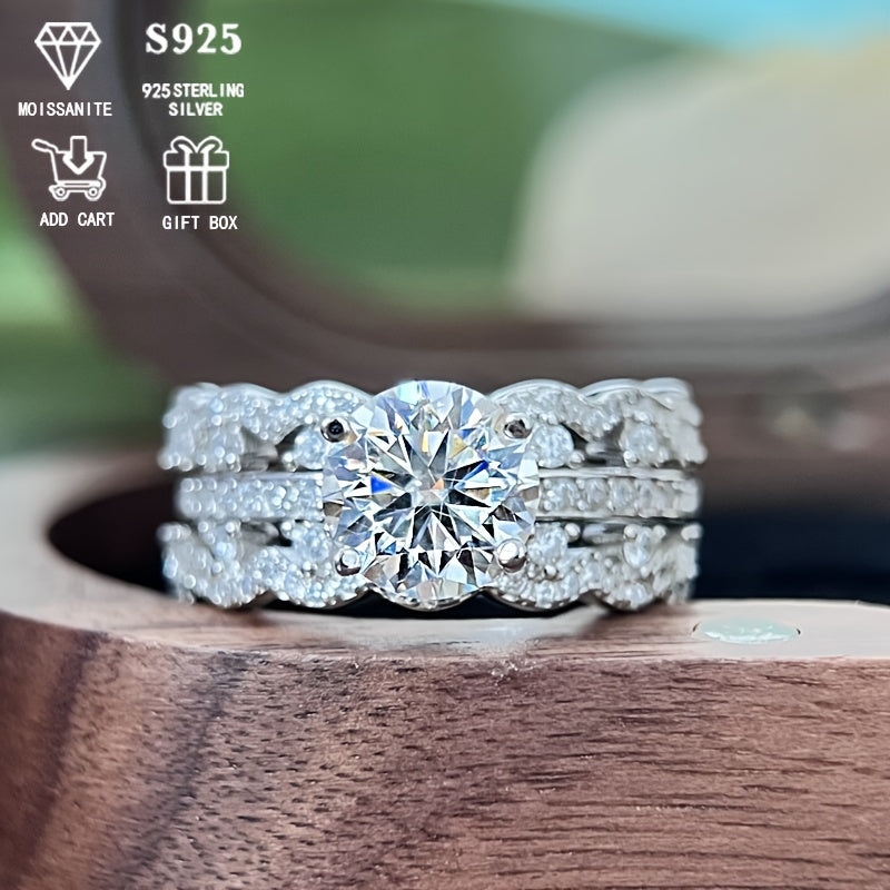 This elegant 2ct Moissanite semi-set flower women's ring is made from approximately 5.6g of S925 pure silvery low allergy material. Designed in a bohemian style, this fashion piece is perfect for daily wear, parties, music festivals, and more. It makes a