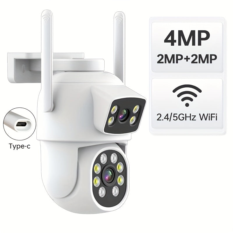 Introducing the Zhxinsd Guardian Eye, a high-tech 4MP Dual Lens Wireless Security Camera that is WiFi-enabled. Enjoy features such as Pan/Tilt, 360° View, Auto Tracking, AI Human Detection, Color Night Vision, Two-Way Audio, and USB Power connectivity.