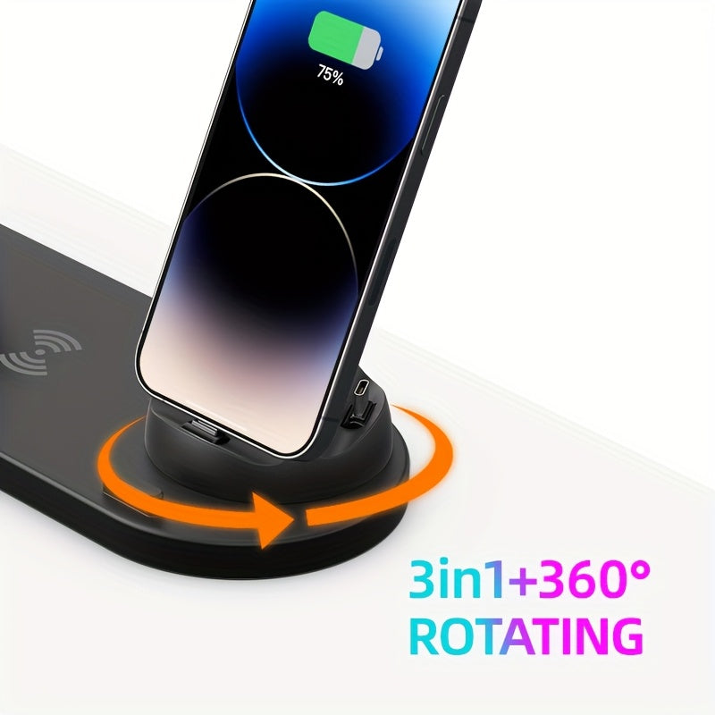 15W wireless charger for iPhone and Samsung devices, AirPods, and iWatch.