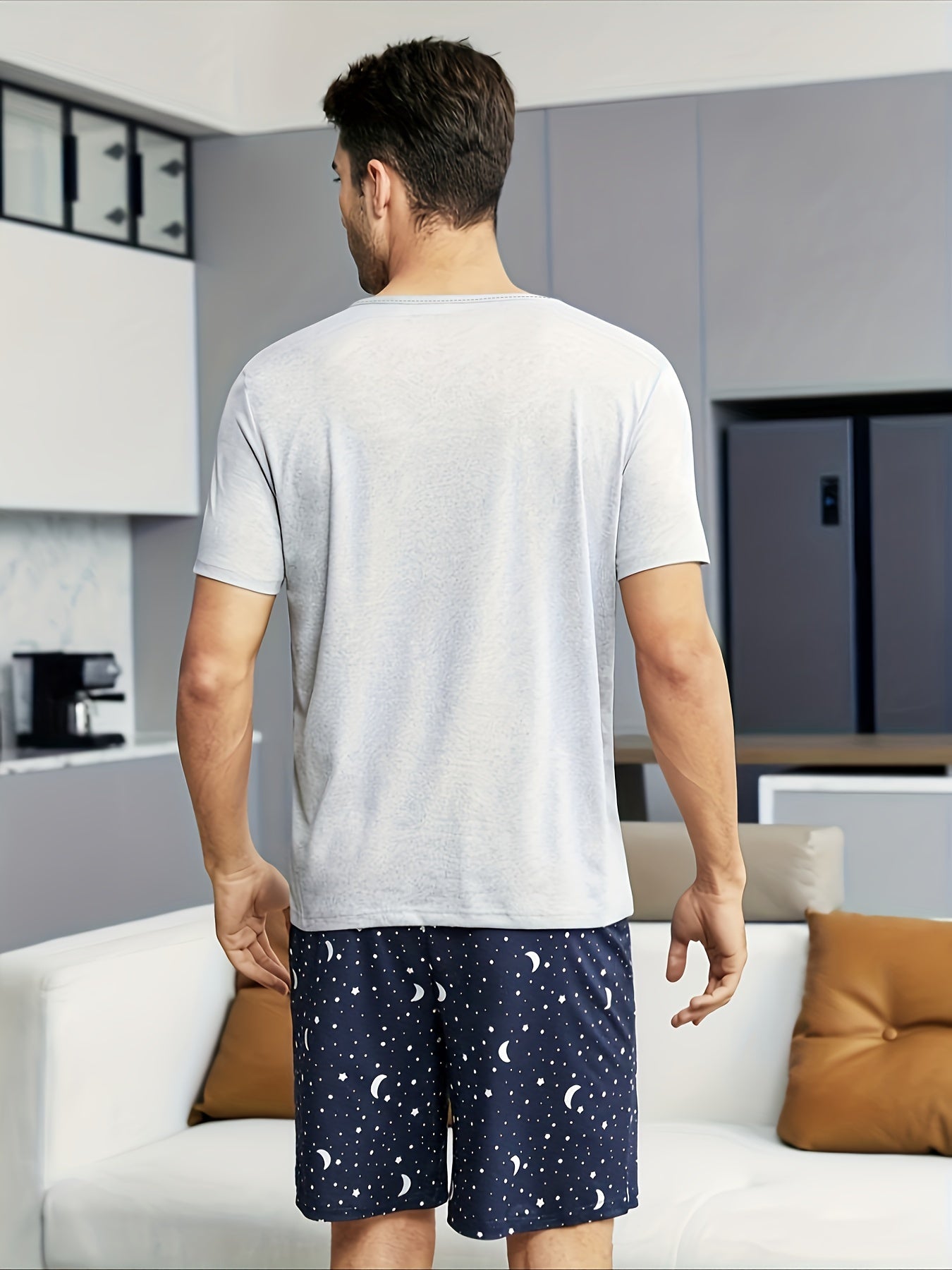 Men's Casual Set with Double Short Starry Sky Pajama