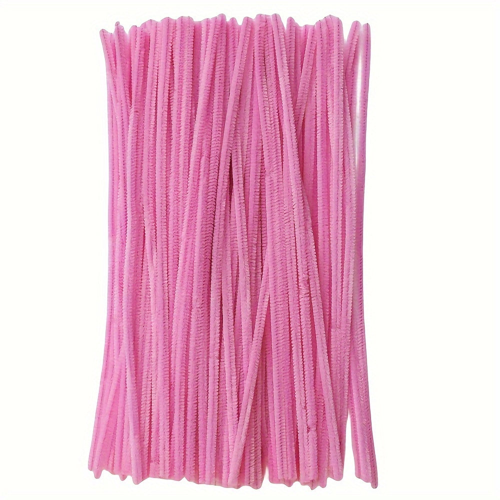 100 colorful chenille stems, 30cm long, for DIY crafts.