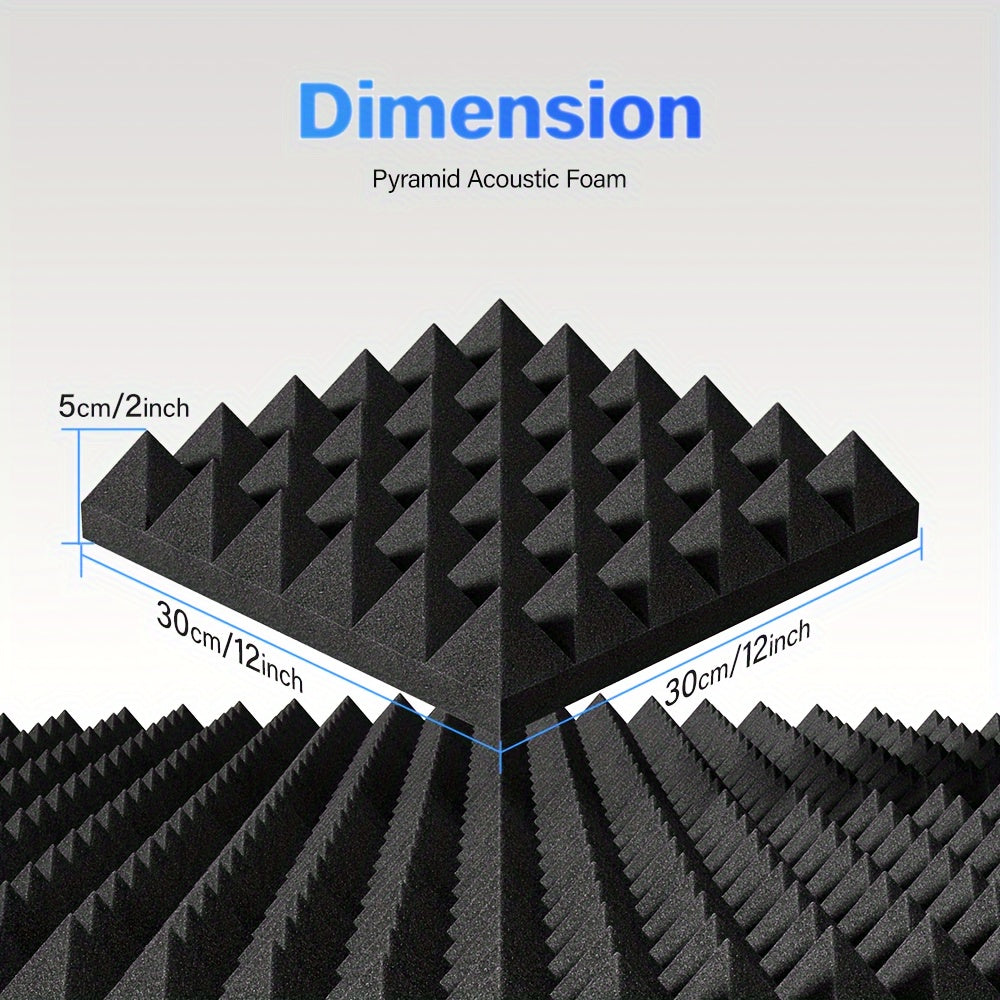 BIOSSANCE 12pcs Pyramid Designed Acoustic Foam Panels for sound proofing recording studios and homes.