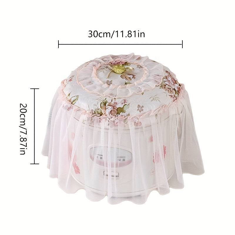 Cover your rice cooker in style with this elegant floral lace round cover. This multi-functional European-style cover not only protects your appliance from dust but also adds a decorative touch to your kitchen. The cover comes in white, light blue