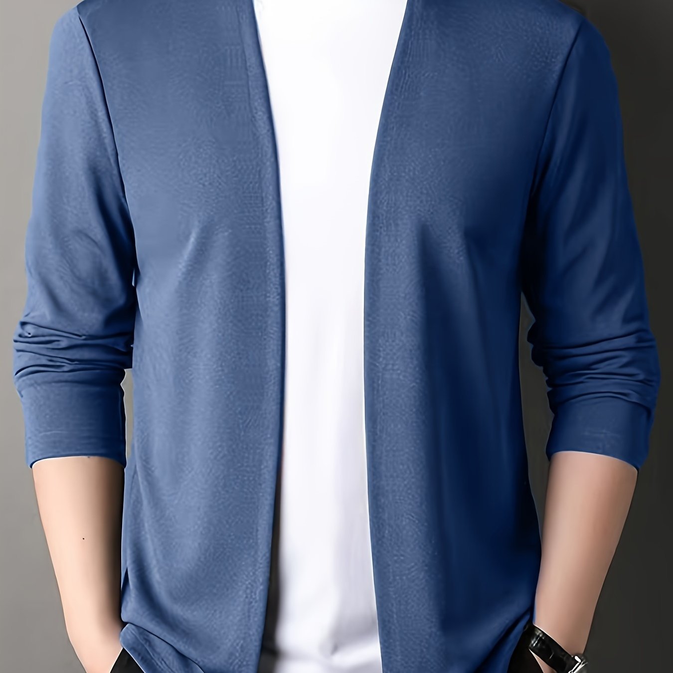 Men's slim-fit knitted cardigan for outdoor activities.