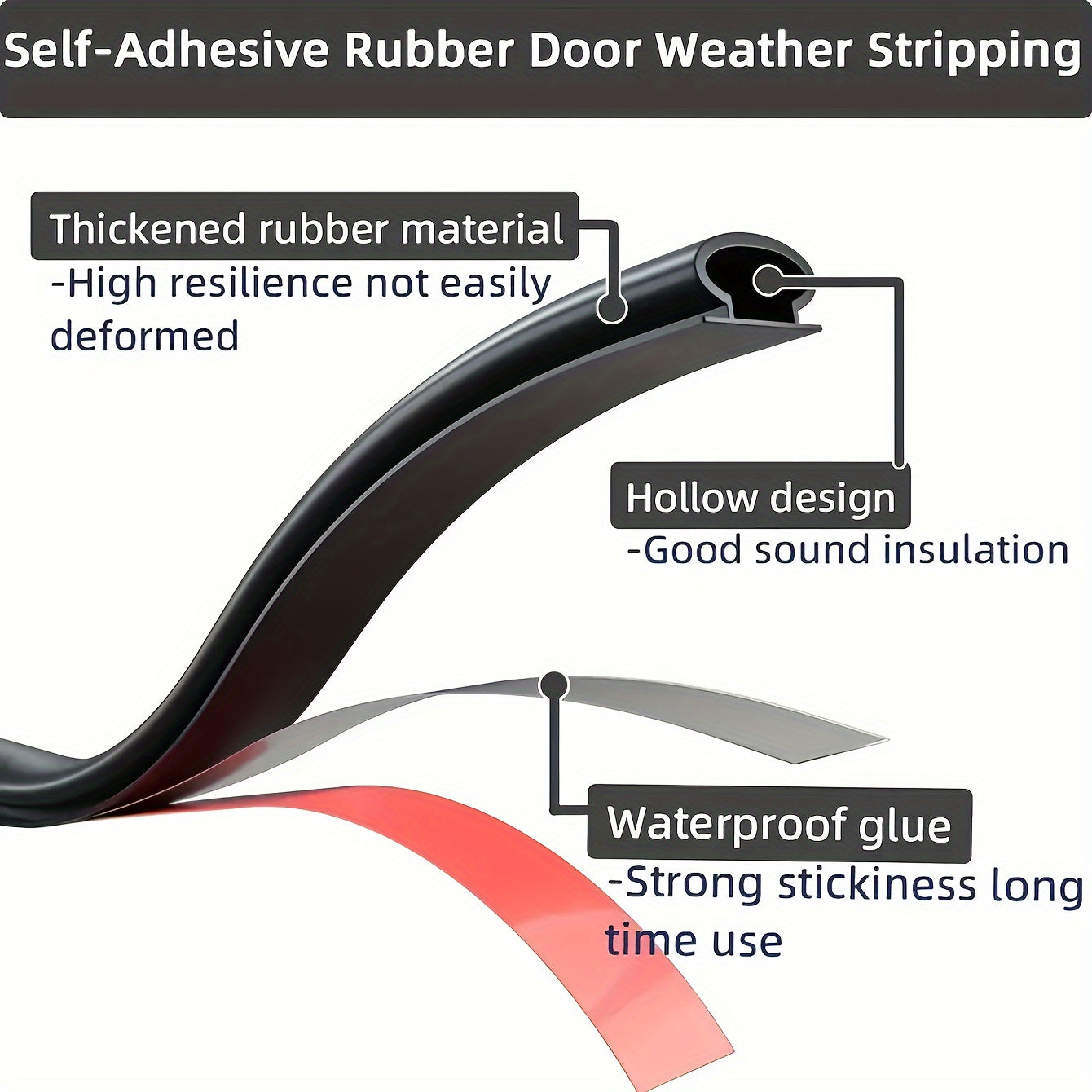 D-Shape Weather Stripping - Self-Adhesive, Soundproofing, Insulation - Easy Install, Home Decor