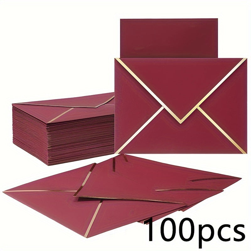 50/100pcs C6 Letter Envelope featuring Western-style design, gilded double-offset paper for Wedding Invitations.